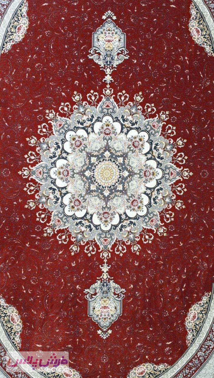 فرش 1200 شانه برجسته نقشه بوستان زمینه لاکی