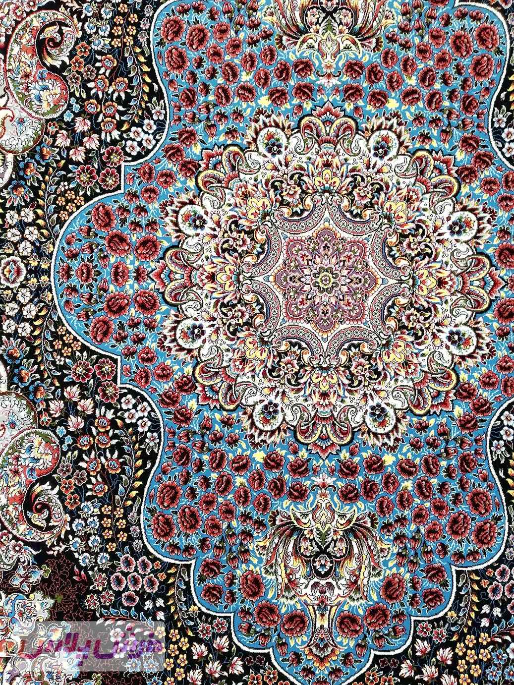 فرش ارکیده 700 شانه زمینه سرمه ای - آکریلیک