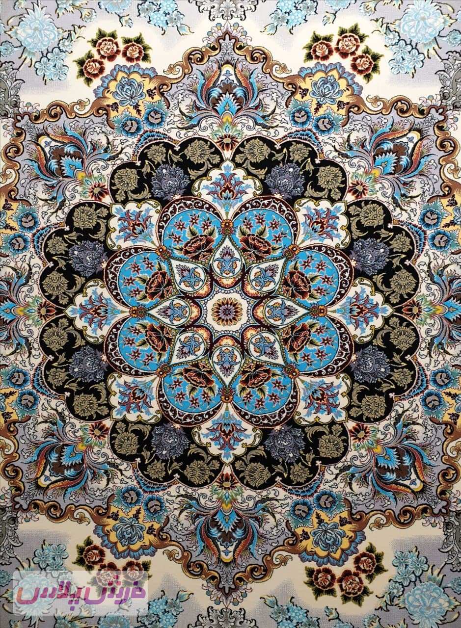 فرش 1200 شانه نقشه شاهگل زمینه ترمه ای
