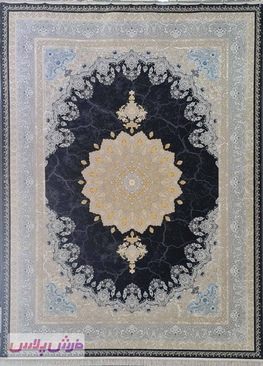 فرش 1200 شانه نقشه آذرخش زمینه سرمه ای
