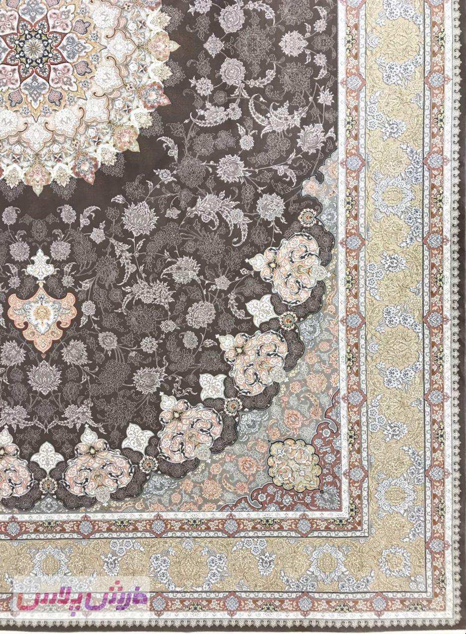 فرش 1500 شانه برجسته نقشه اصفهان زمینه قهوه ای