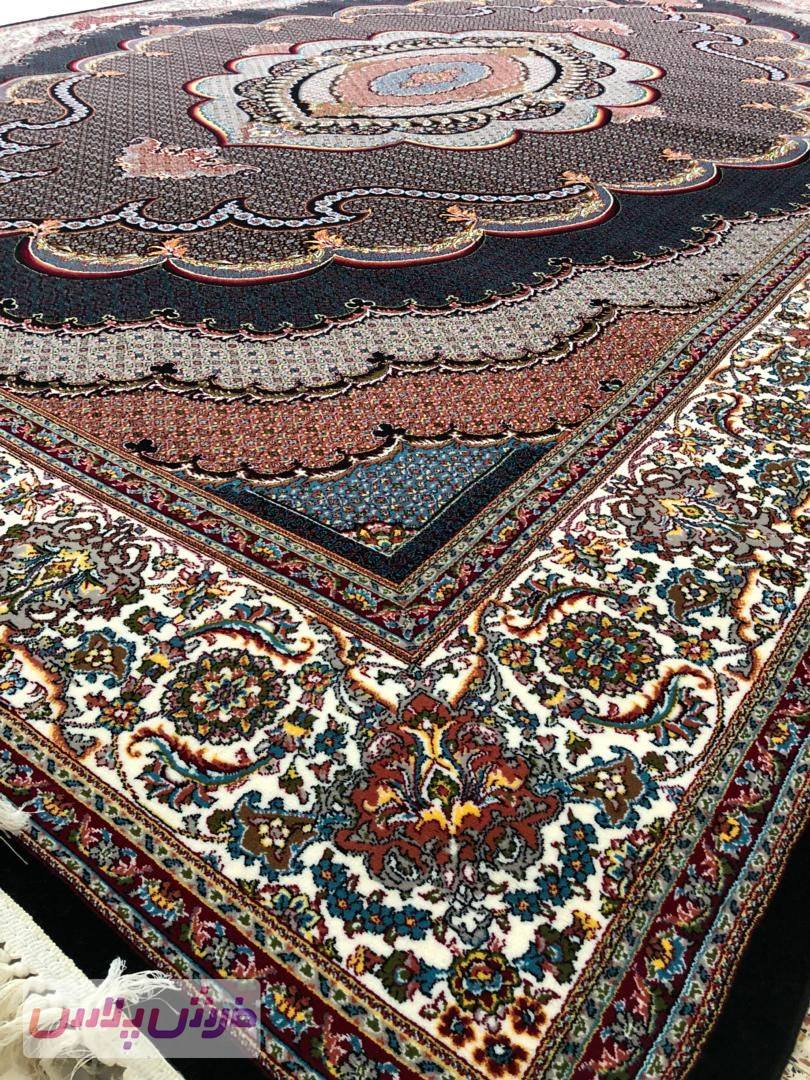 فرش 700 شانه نقشه موج ماهی زمینه سرمه ای