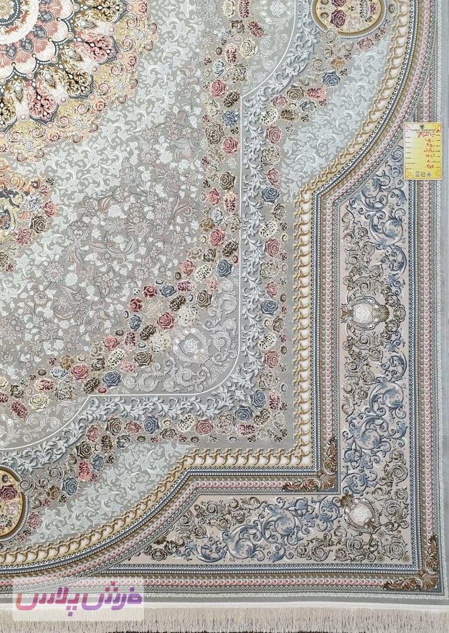 فرش 1500 شانه برجسته نقشه گیشا زمینه نقره ای