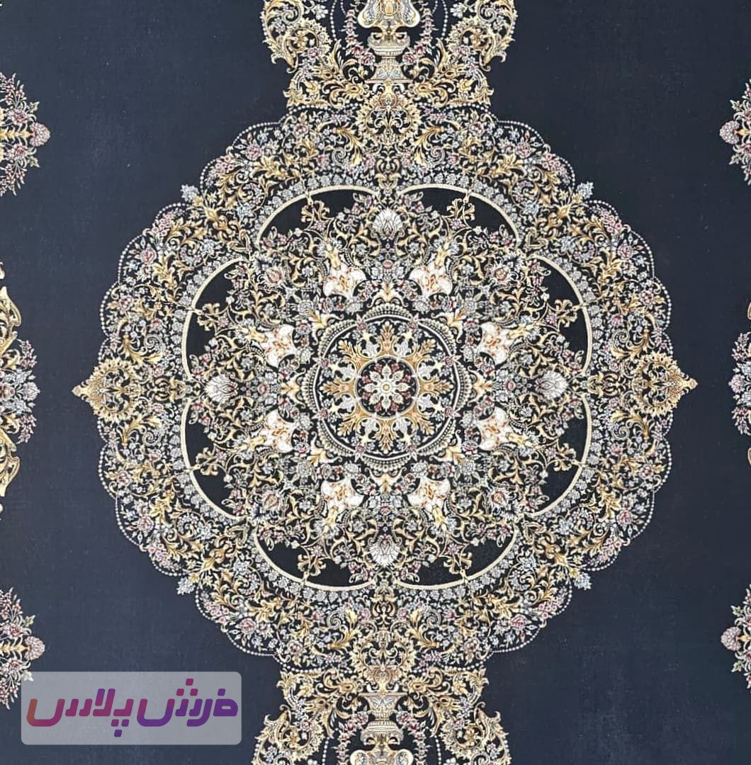 فرش 1500 شانه نقشه آنائل زمینه سرمه ای