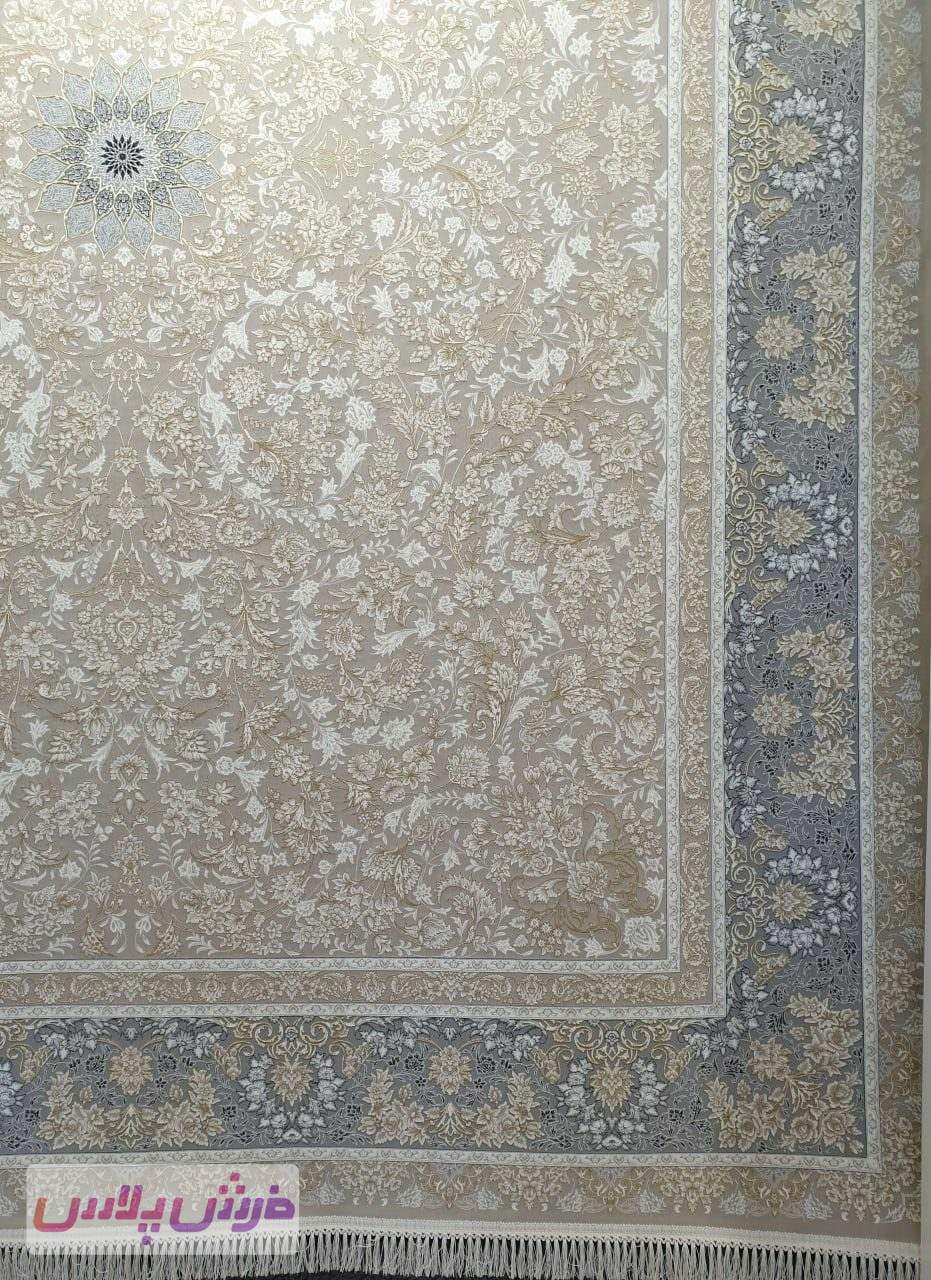 فرش 1200 شانه برجسته نقشه افشان پارلا زمینه نقره ای