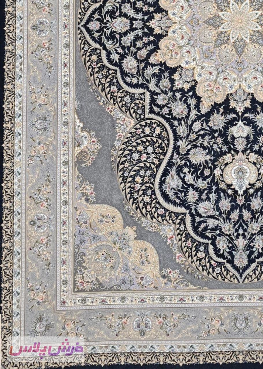 فرش 1500 شانه نقشه سایگل زمینه سرمه ای