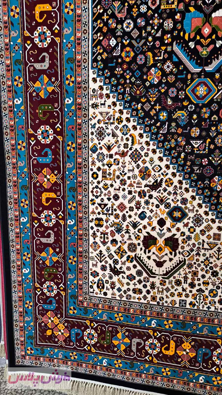 فرش 1000 شانه نقشه نارنج زمینه سرمه ای