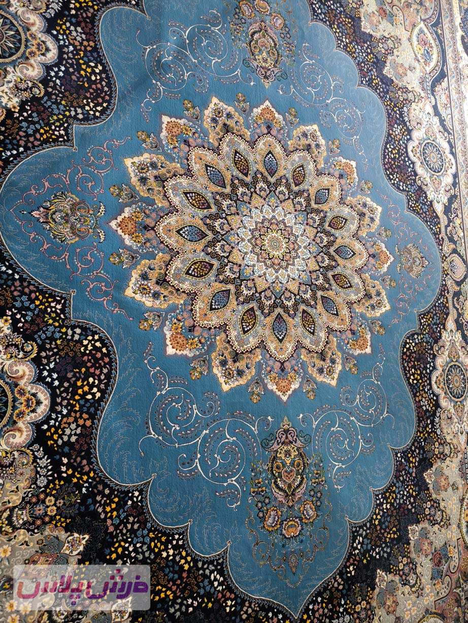 فرش 1000 شانه نقشه آریامهر زمینه آبی