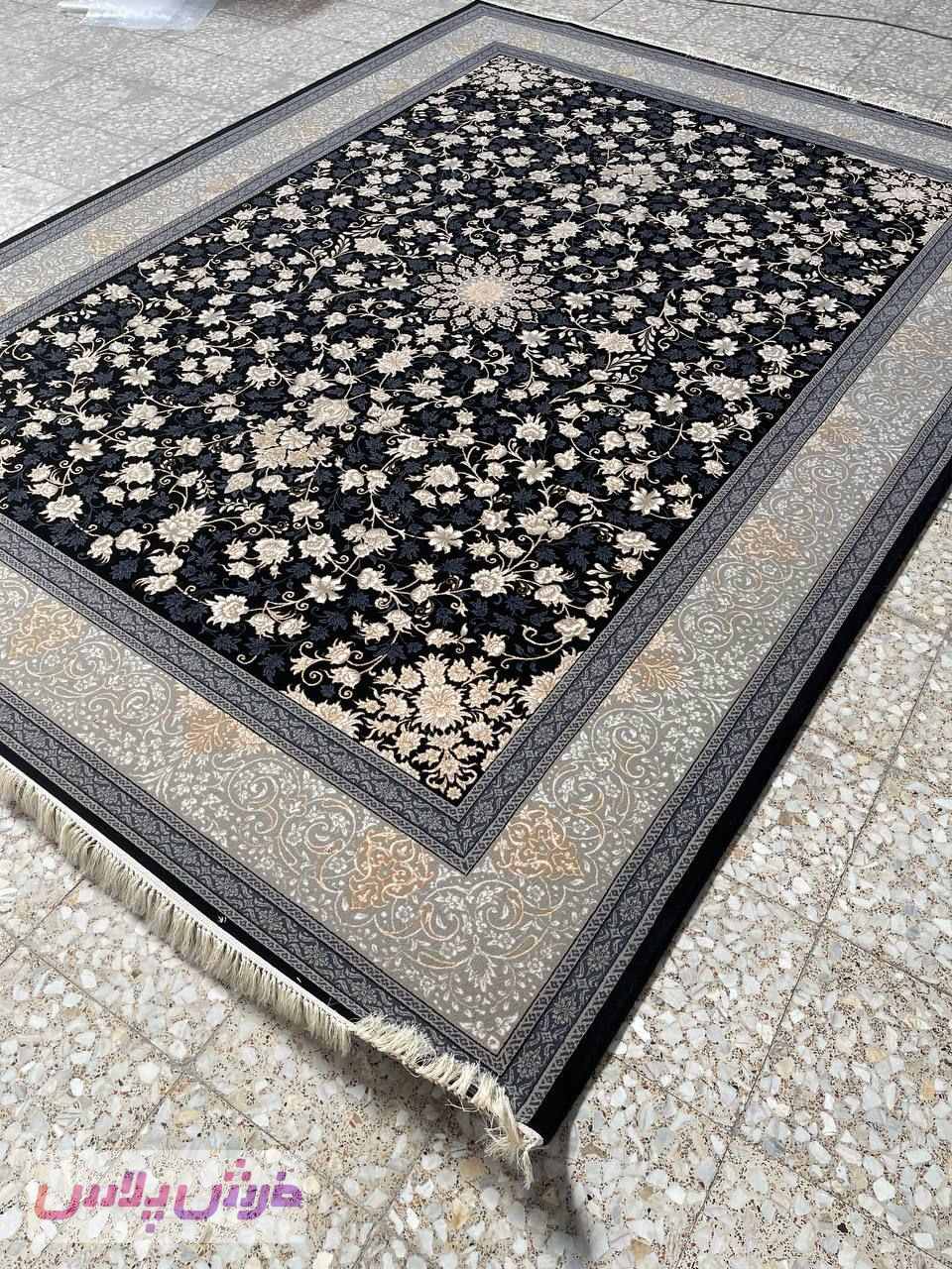 فرش 700 شانه نقشه افشان تلما زمینه سرمه ای - پلی استر