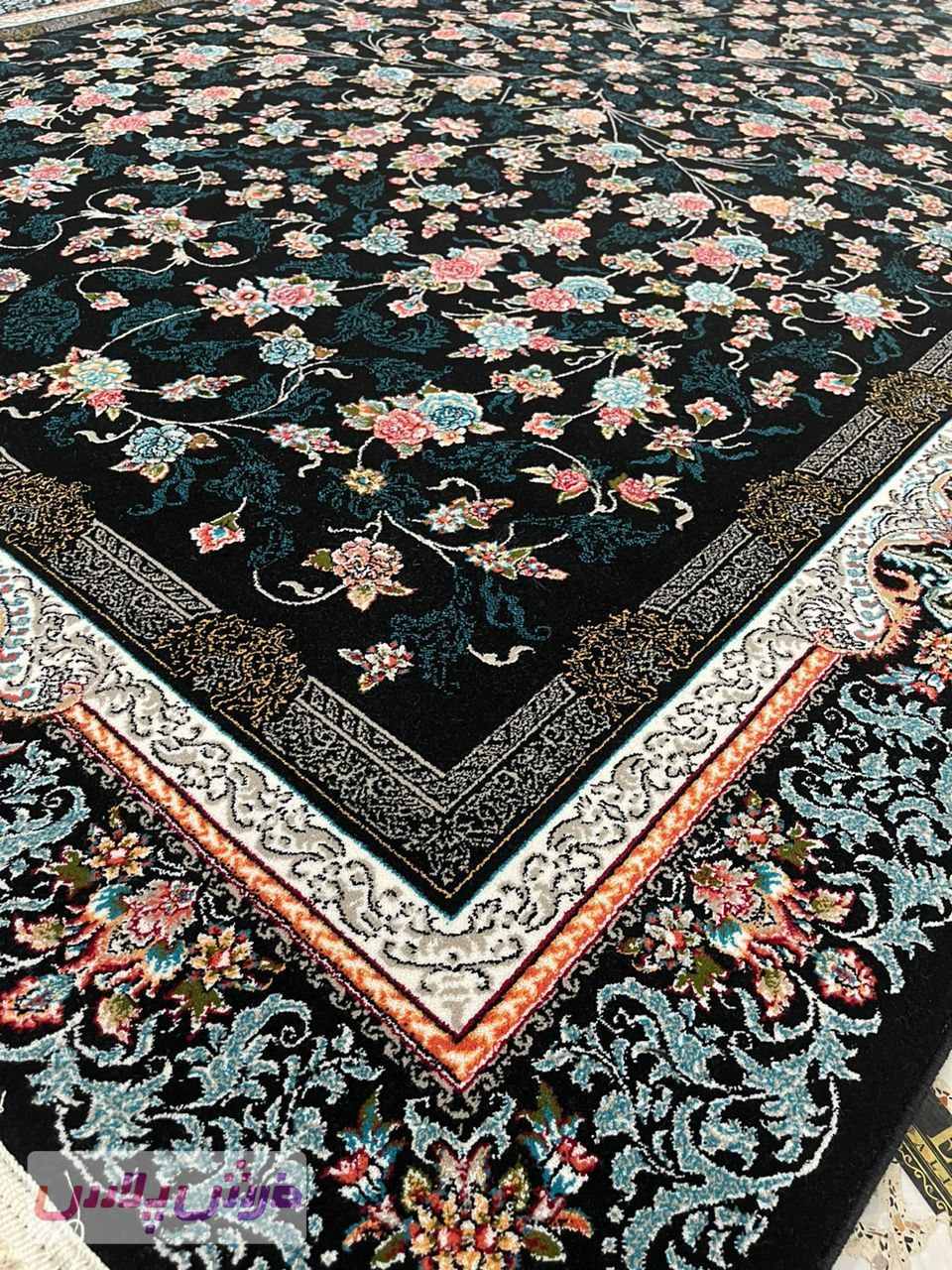فرش 700 شانه نقشه افشان جانان رنگ زمینه سرمه ای - پلی استر