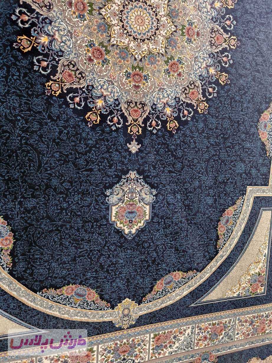 فرش 1000 شانه نقشه طاق بستان زمینه سرمه ای