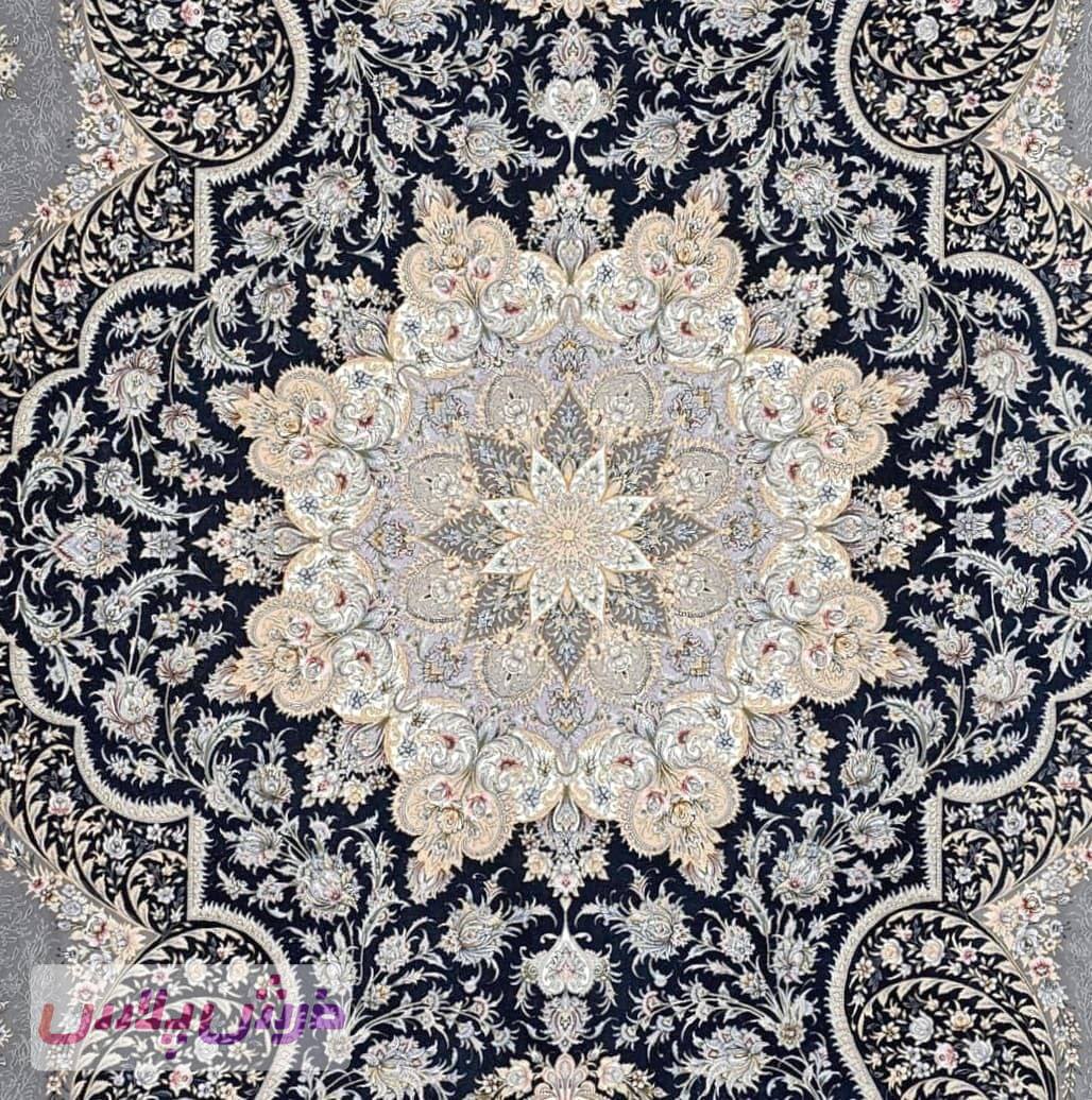 فرش 1500 شانه نقشه سایگل زمینه سرمه ای