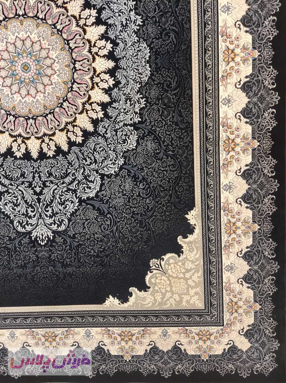 فرش 700 شانه نقشه دلاریس رنگ زمینه سرمه ای