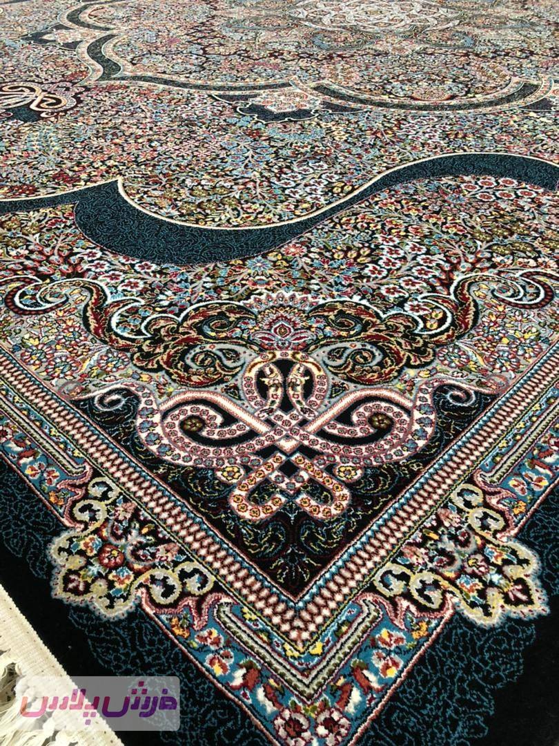 فرش 700 شانه نقشه کرمان سیاوش زمینه سرمه ای
