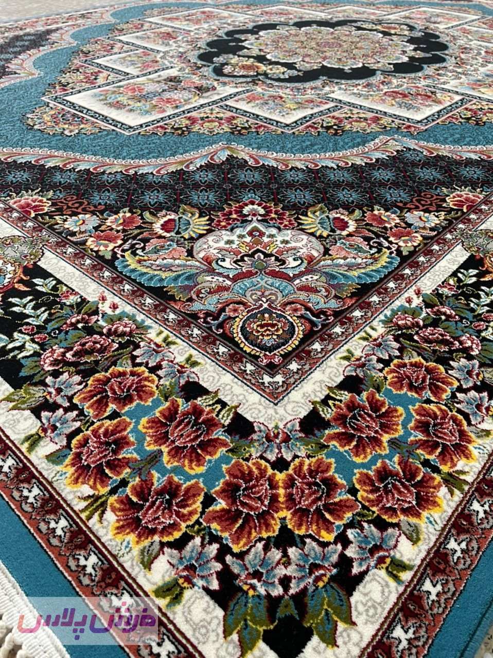 فرش 700 شانه نقشه ناردون زمینه آبی