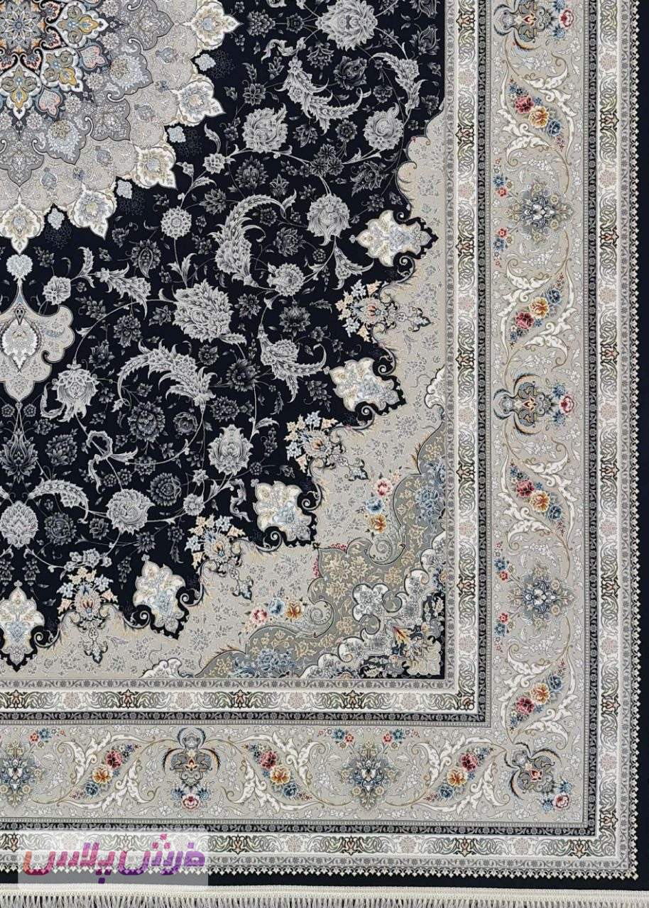 فرش 1200 شانه نقشه ماهان زمینه سرمه ای