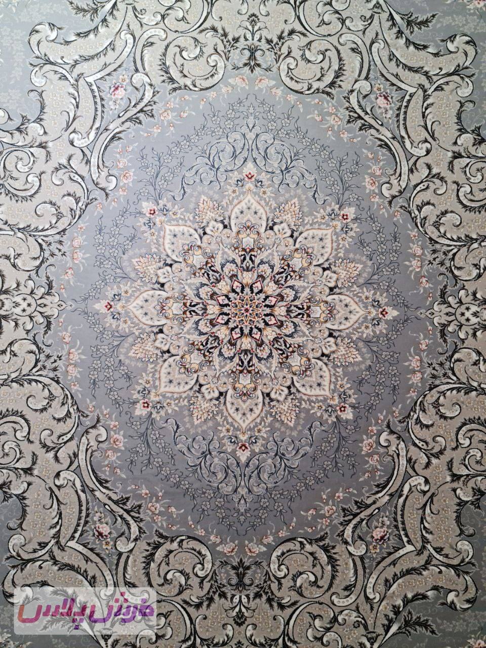 فرش 700 شانه نقشه الینوس زمینه نقره ای