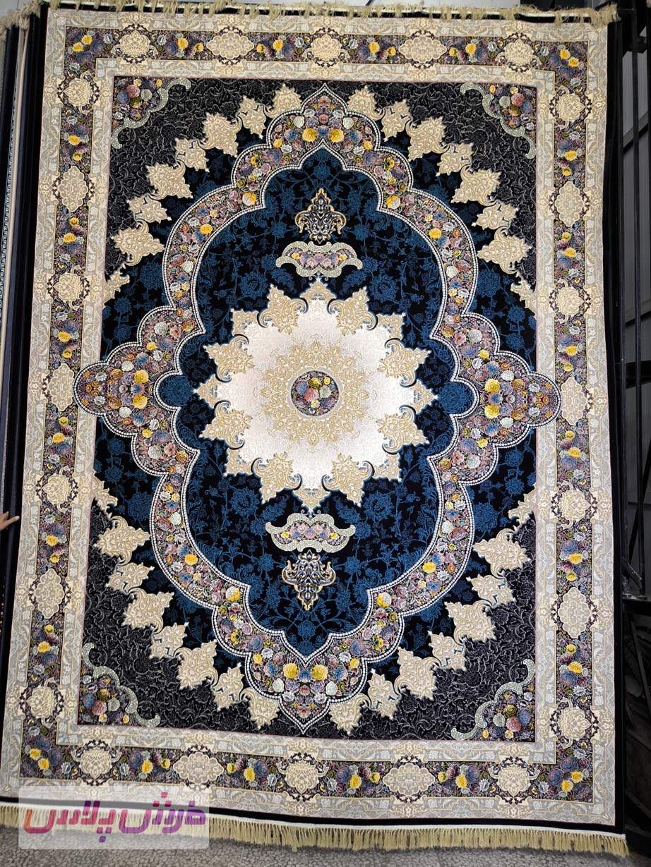 فرش 1000 شانه نقشه آروانا زمینه سرمه ای