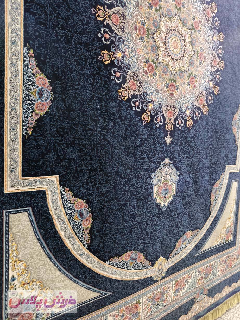 فرش 1000 شانه نقشه طاق بستان زمینه سرمه ای