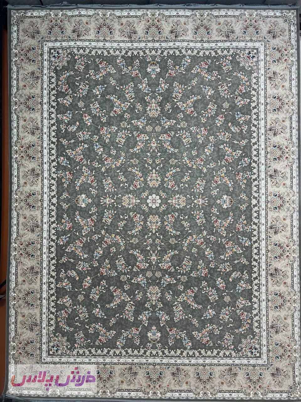 فرش 1200 شانه نقشه افشان روژان زمینه دودی