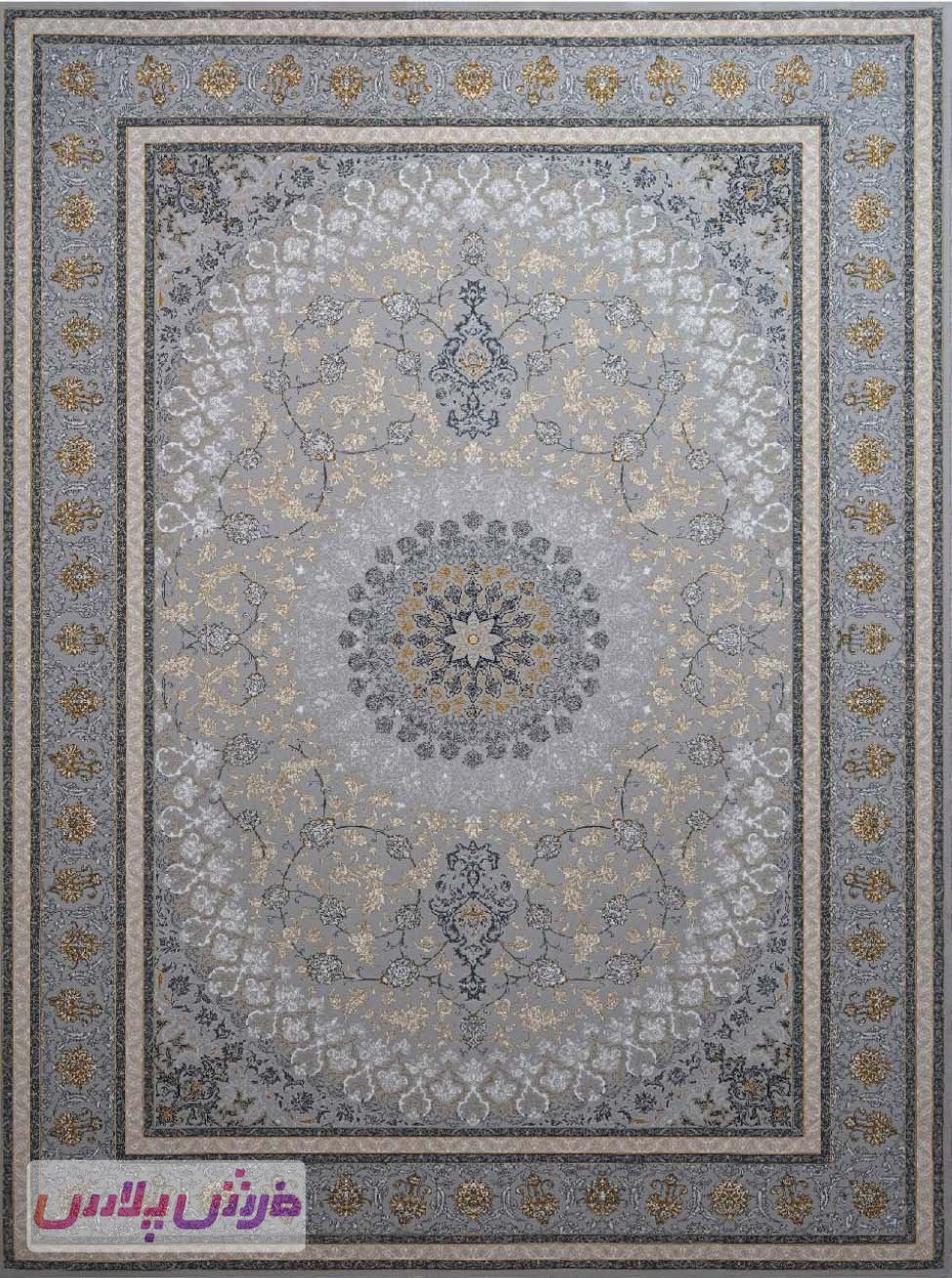 فرش 700 شانه نقشه دانیال زمینه نقره ای طلاکوب