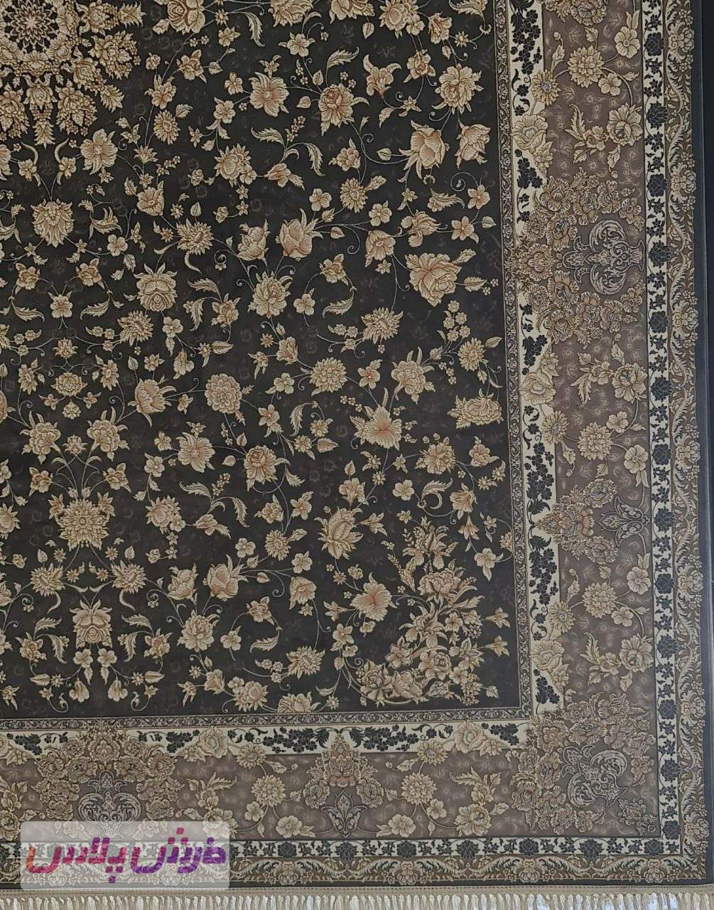 فرش 1200 شانه برجسته نقشه افشان گلسان زمینه طوسی