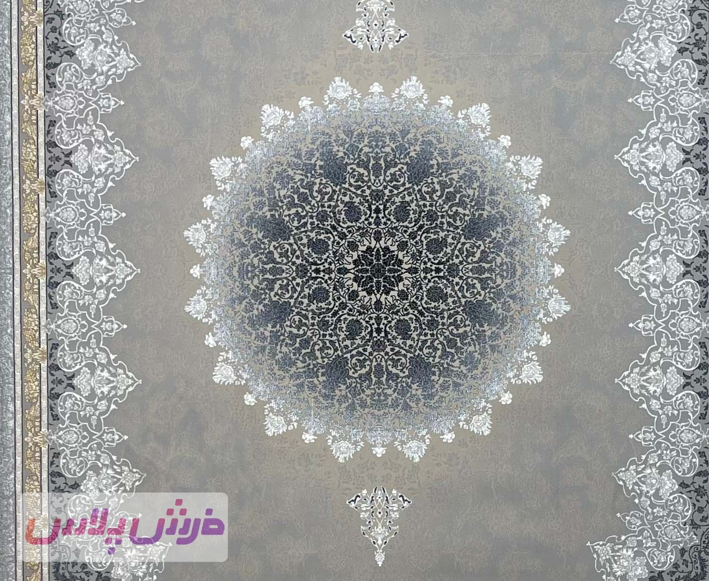 فرش 700 شانه نقشه مهر زمینه نقره ای