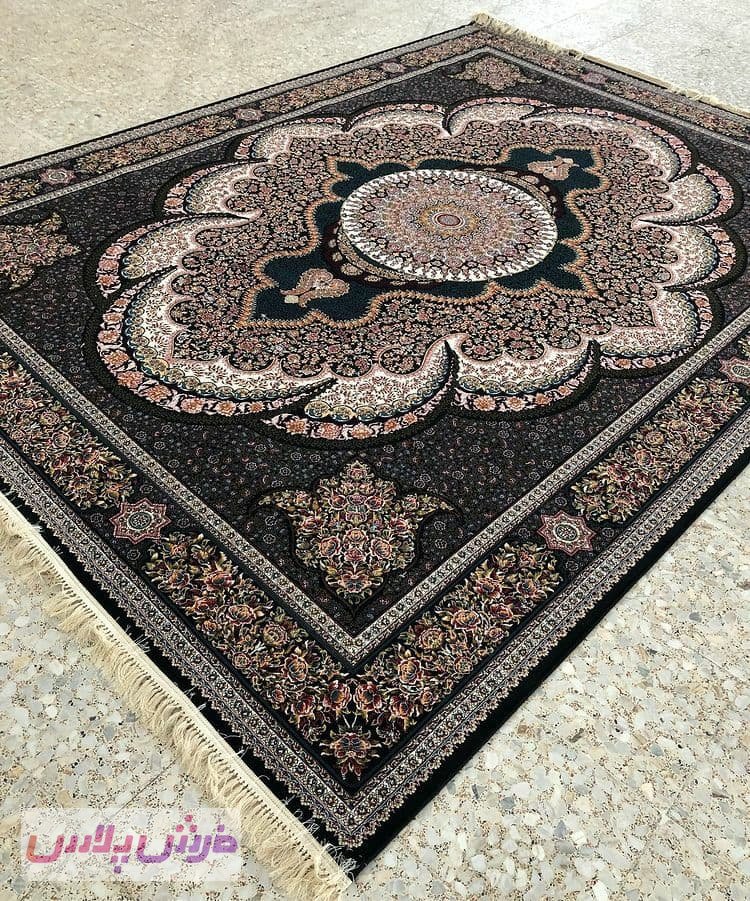 فرش 700 شانه نقشه آرشیدا زمینه سرمه ای آکریلیک