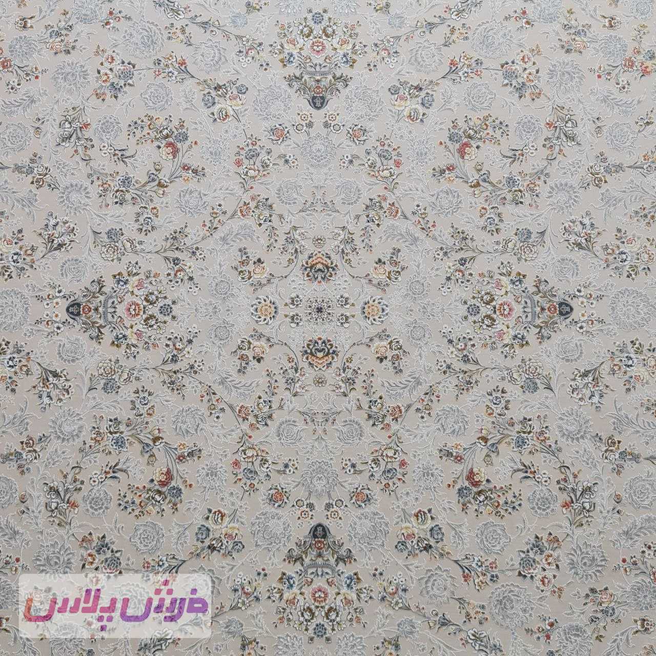 فرش 1500 شانه برجسته نقشه رز زمینه بژ