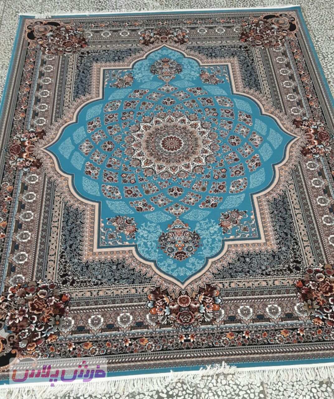فرش 700 شانه نقشه لوکس زمینه آبی