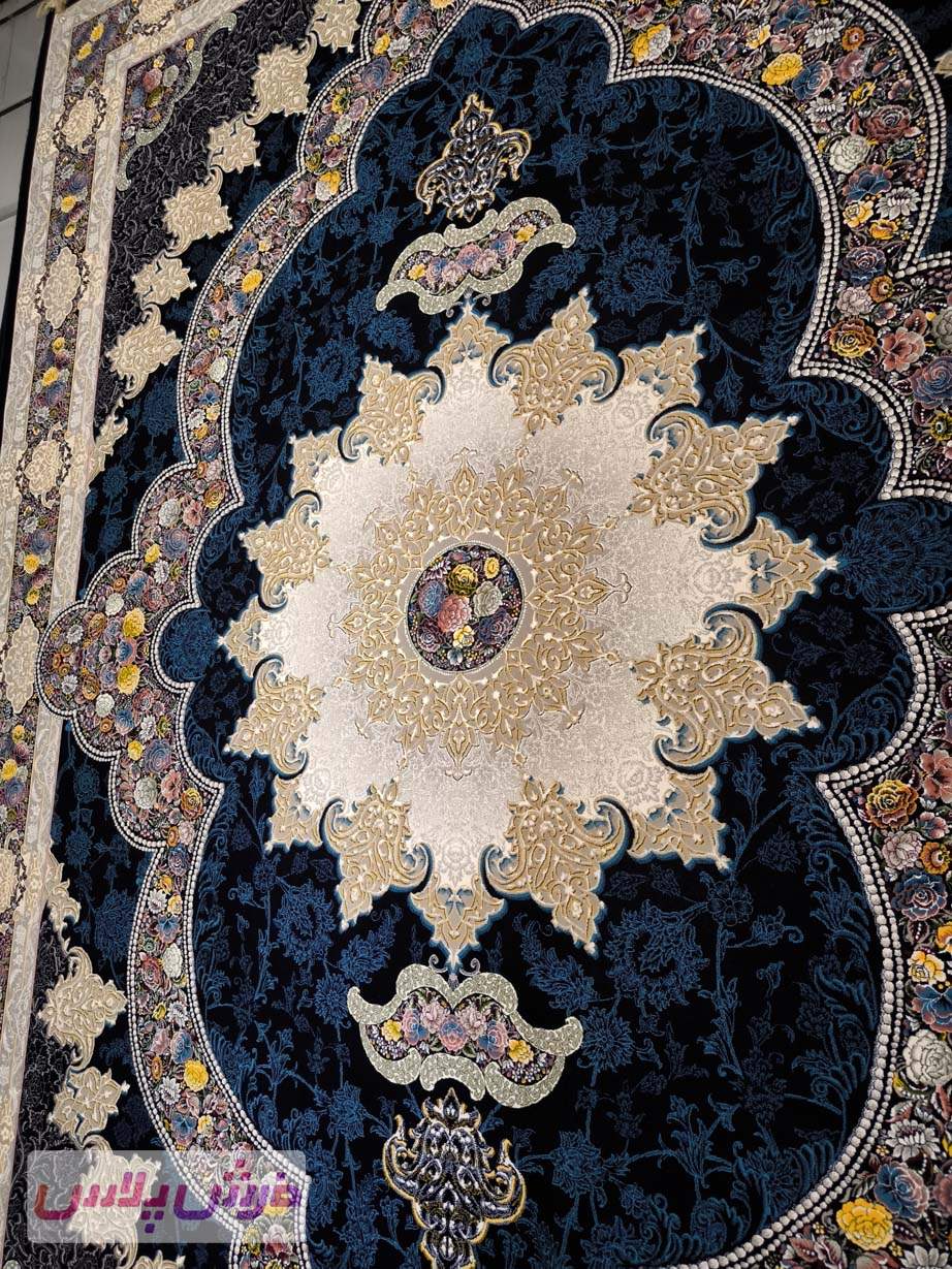 فرش 1000 شانه نقشه آروانا زمینه سرمه ای