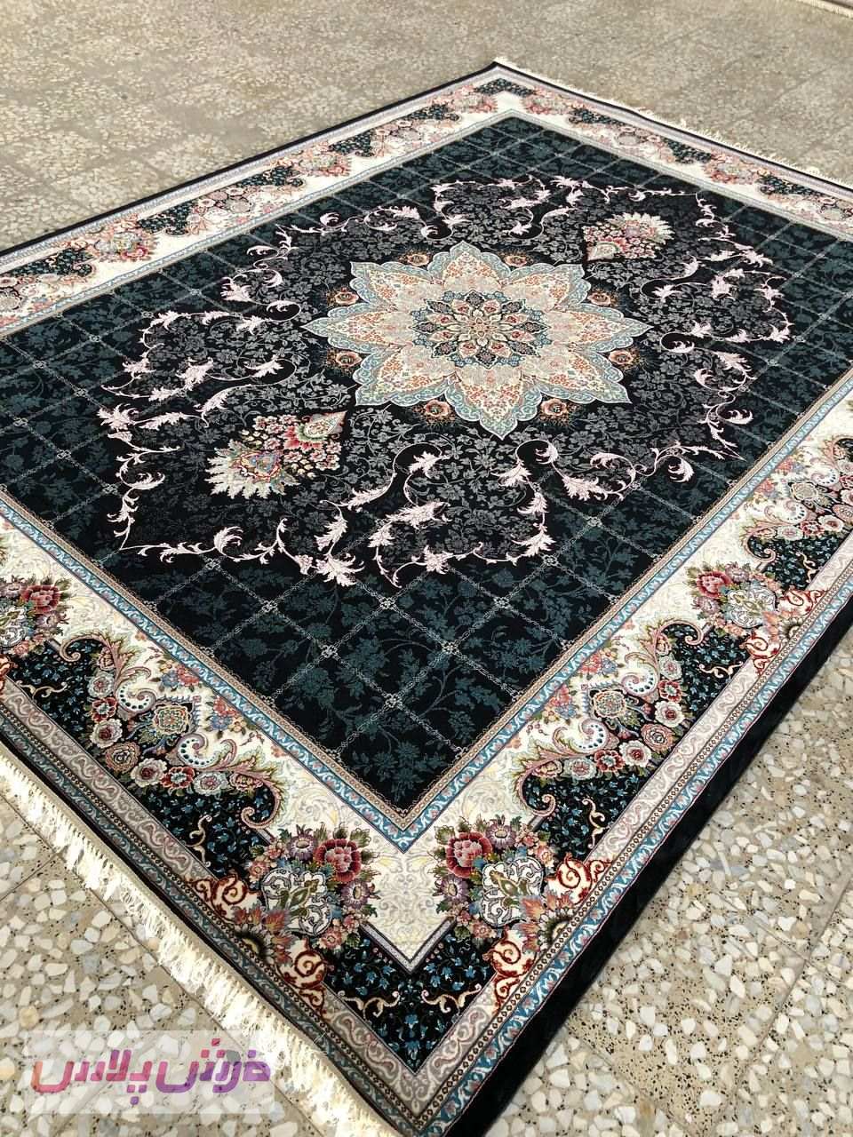 فرش 700 شانه نقشه هیوا زمینه سرمه ای