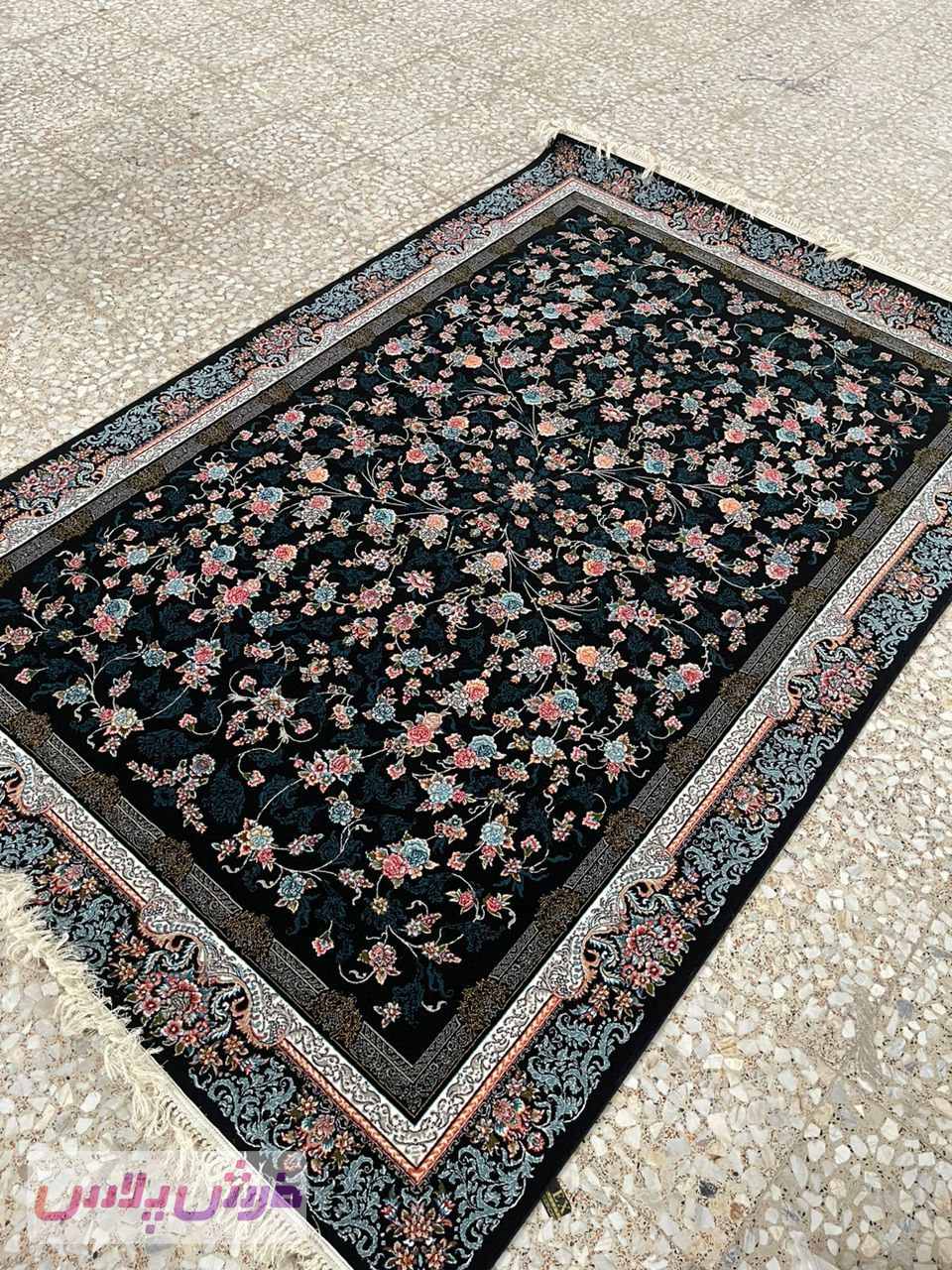 فرش 700 شانه نقشه افشان جانان رنگ زمینه سرمه ای - پلی استر