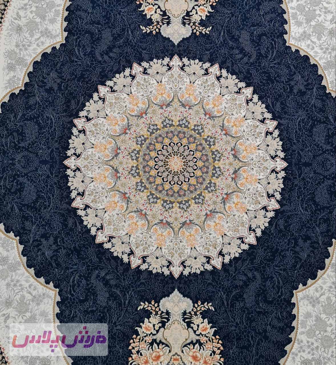 فرش 1500 شانه برجسته نقشه نگار زمینه سرمه ای