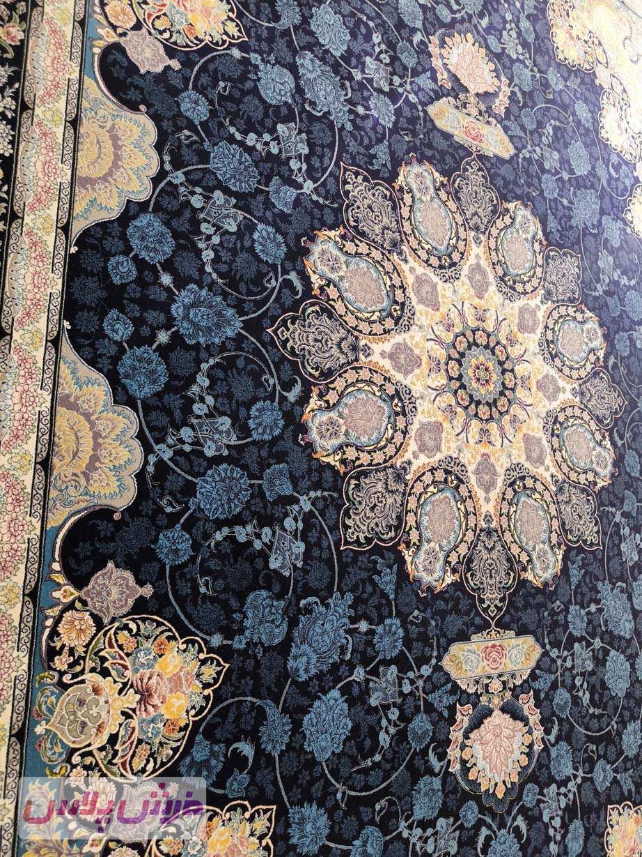 فرش 1000 شانه نقشه سروناز زمینه سرمه ای